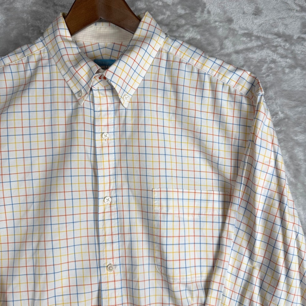 J.McLaughlin Carnegie Men's Button Down Tattersall Check Shirt Multicolor Large
